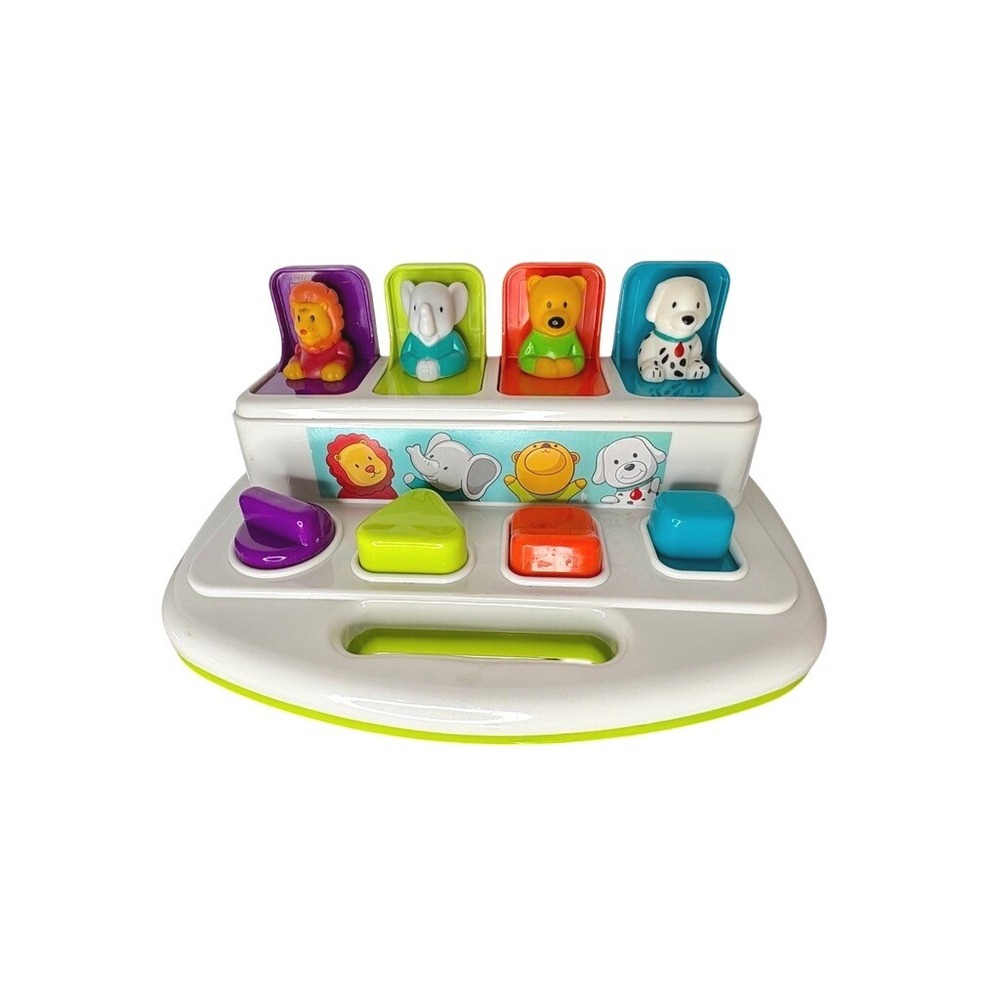 Battat Pop-Up Pals Animal Activity Toy for Toddlers Lion Elephant Bear Dog